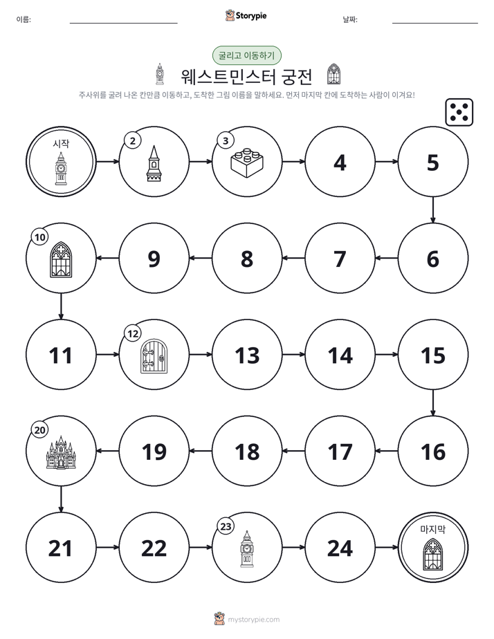 주사위 굴리고 이동하기 게임