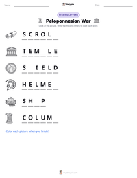 Peloponnesian War printable worksheet preview