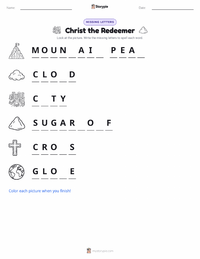 Christ the Redeemer printable worksheet preview