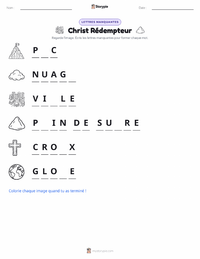 Aperçu de la feuille de travail imprimable Christ Rédempteur