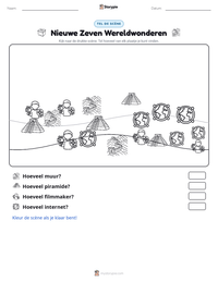 Nieuwe Zeven Wereldwonderen afdrukbare werkblad voorbeeld