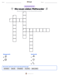 Die neuen sieben Weltwunder druckbare Arbeitsblatt Vorschau