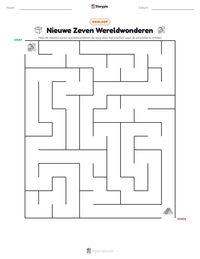 Nieuwe Zeven Wereldwonderen afdrukbare werkblad voorbeeld