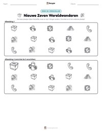 Nieuwe Zeven Wereldwonderen afdrukbare werkblad voorbeeld