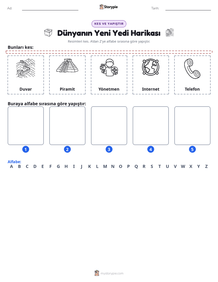 Kes & Yapıştır Alfabe