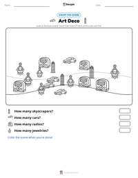 Art Deco printable worksheet preview