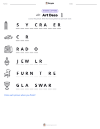 Art Deco printable worksheet preview