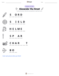 Alexander the Great printable worksheet preview