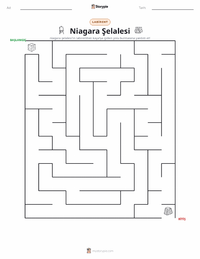 Niagara Şelaleleri yazdırılabilir çalışma sayfası önizlemesi