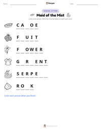 Maid of the Mist printable worksheet preview