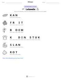Lelawala afdrukbare werkblad voorbeeld
