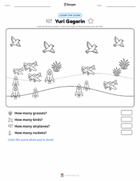 Yuri Gagarin printable worksheet preview