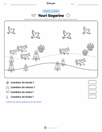 Aperçu de la feuille de travail imprimable Youri Gagarine