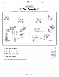 Prabaca lembar kerja cetak Yuri Gagarin