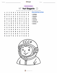 Vista previa de la hoja de trabajo imprimible de Yuri Gagarin