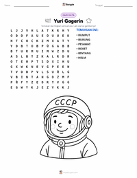 Prabaca lembar kerja cetak Yuri Gagarin