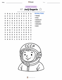 Podgląd drukowalnego arkusza ćwiczeń Jurij Gagarin