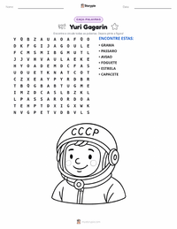 Prévia da folha de atividades imprimível Yuri Gagarin