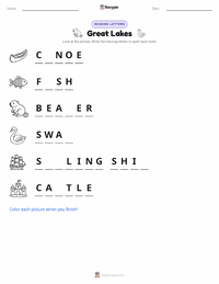 Great Lakes printable worksheet preview