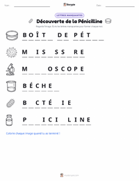Aperçu de la feuille de travail imprimable Découverte de la Pénicilline