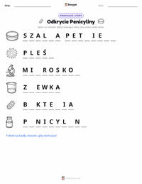 Podgląd drukowalnego arkusza ćwiczeń Odkrycie penicyliny