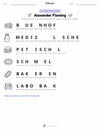 Alexander Fleming druckbare Arbeitsblatt Vorschau