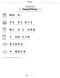 Howard Florey printable worksheet preview