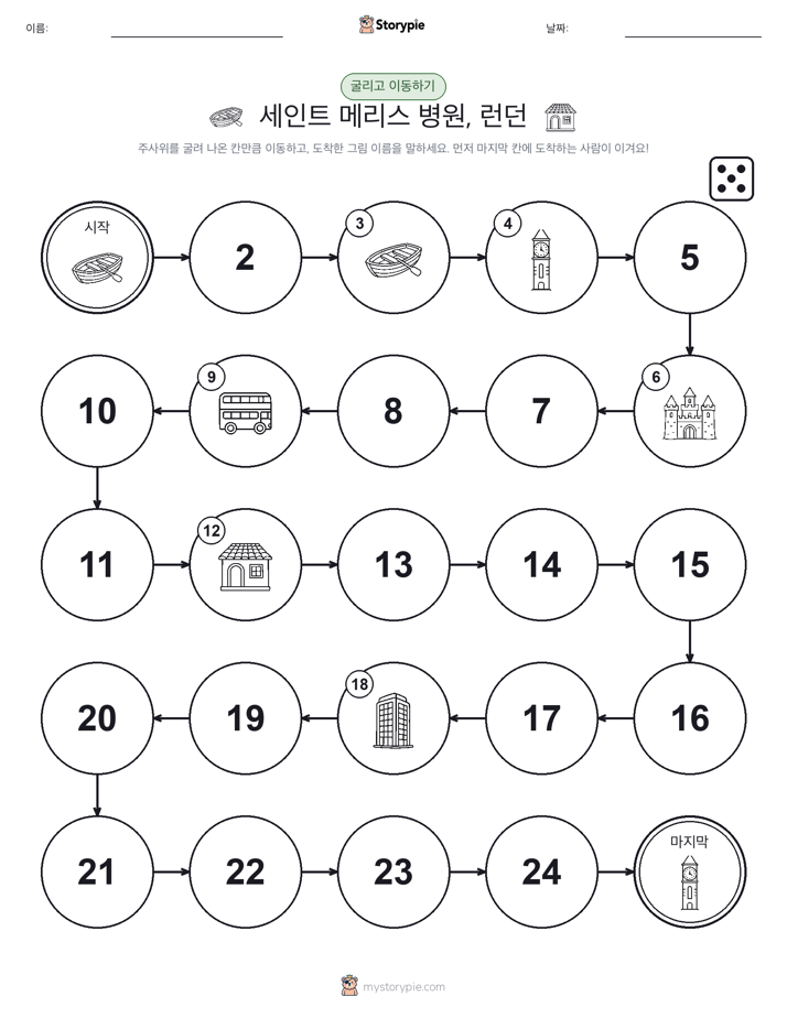 주사위 굴리고 이동하기 게임