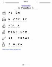 Podgląd drukowalnego arkusza ćwiczeń Penicylina