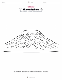 Kilimandscharo Malvorlage für Kinder