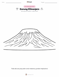Halaman mewarnai Gunung Kilimanjaro untuk anak-anak