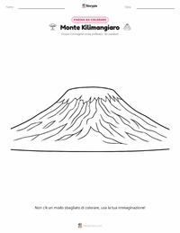 Pagina da colorare di Monte Kilimangiaro per bambini