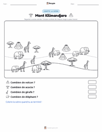 Aperçu de la feuille de travail imprimable Mont Kilimandjaro
