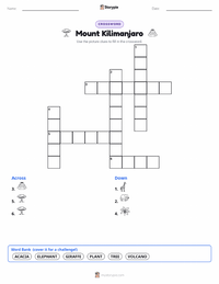 Mount Kilimanjaro printable worksheet preview