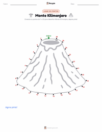 Prévia da folha de atividades imprimível Monte Kilimanjaro