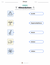 Kilimandscharo druckbare Arbeitsblatt für Kinder
