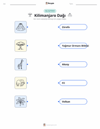 Kilimanjaro Dağı çocuklar için yazdırılabilir çalışma sayfası