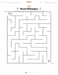 Mount Kilimanjaro printable worksheet preview