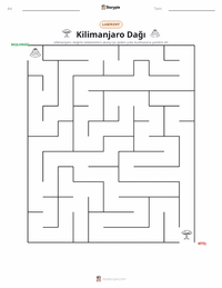 Kilimanjaro Dağı yazdırılabilir çalışma sayfası önizlemesi