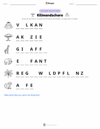 Kilimandscharo druckbare Arbeitsblatt Vorschau