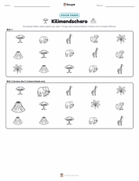 Kilimandscharo druckbare Arbeitsblatt Vorschau