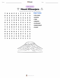 Mount Kilimanjaro printable worksheet preview