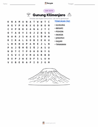 Prabaca lembar kerja cetak Gunung Kilimanjaro