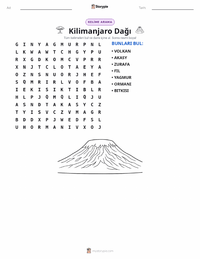 Kilimanjaro Dağı yazdırılabilir çalışma sayfası önizlemesi