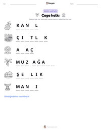 Çaga halkı yazdırılabilir çalışma sayfası önizlemesi