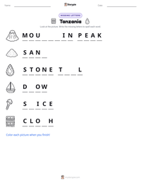 Tanzania printable worksheet preview