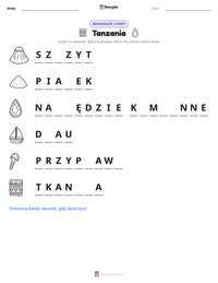 Podgląd drukowalnego arkusza ćwiczeń Tanzania