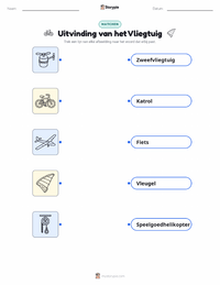 Uitvinding van het vliegtuig afdrukbare werkblad voor kinderen