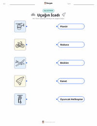 Uçağın İcadı çocuklar için yazdırılabilir çalışma sayfası