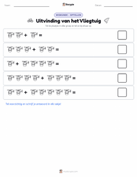 Uitvinding van het vliegtuig afdrukbare werkblad voorbeeld